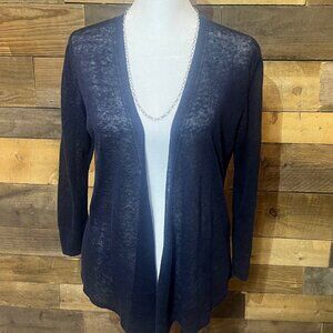 Nic + Zoe Indigo (purplish blue) Lightweight Cardigan Small Linen & Viscose NWT